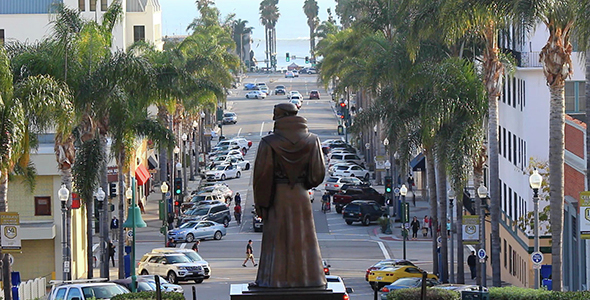 Junipero Serra Statue and Downtown Ventura