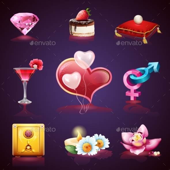 Valentines Day Set of Romantic Elements - Valentines Seasons/Holidays