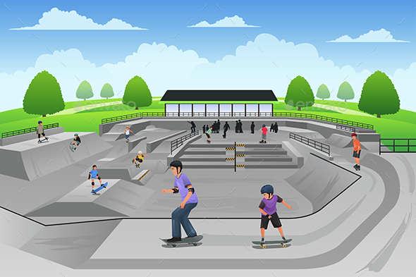 People Playing Skateboard - Sports/Activity Conceptual