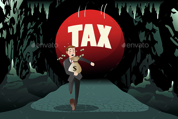 Businessman Running Away from Tax - Concepts Business