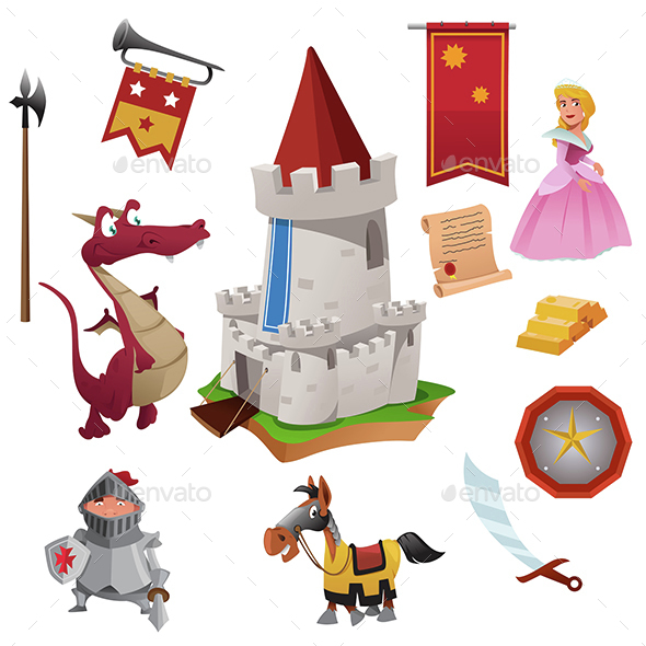 Knight and Dragon Icons - Miscellaneous Vectors