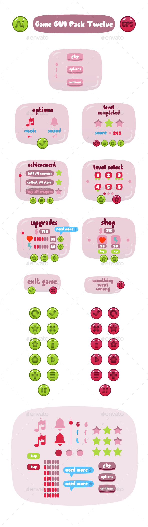 Game GUI Pack Twelve - User Interfaces Game Assets