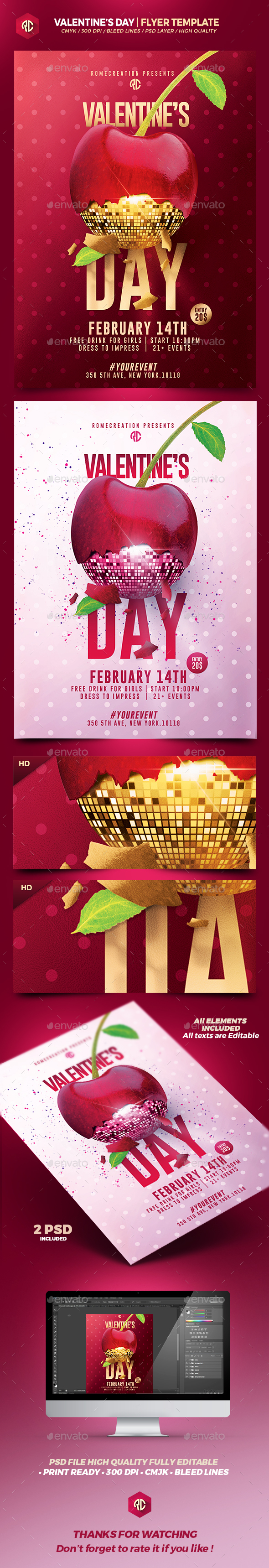 Valentine's Day | 2 Psd Flyer Templates - Flyers Print Templates