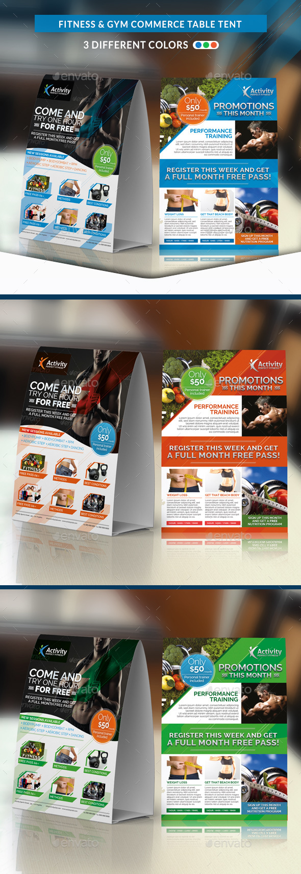 Fitness and Gym Promotion Table Tent - Miscellaneous Print Templates