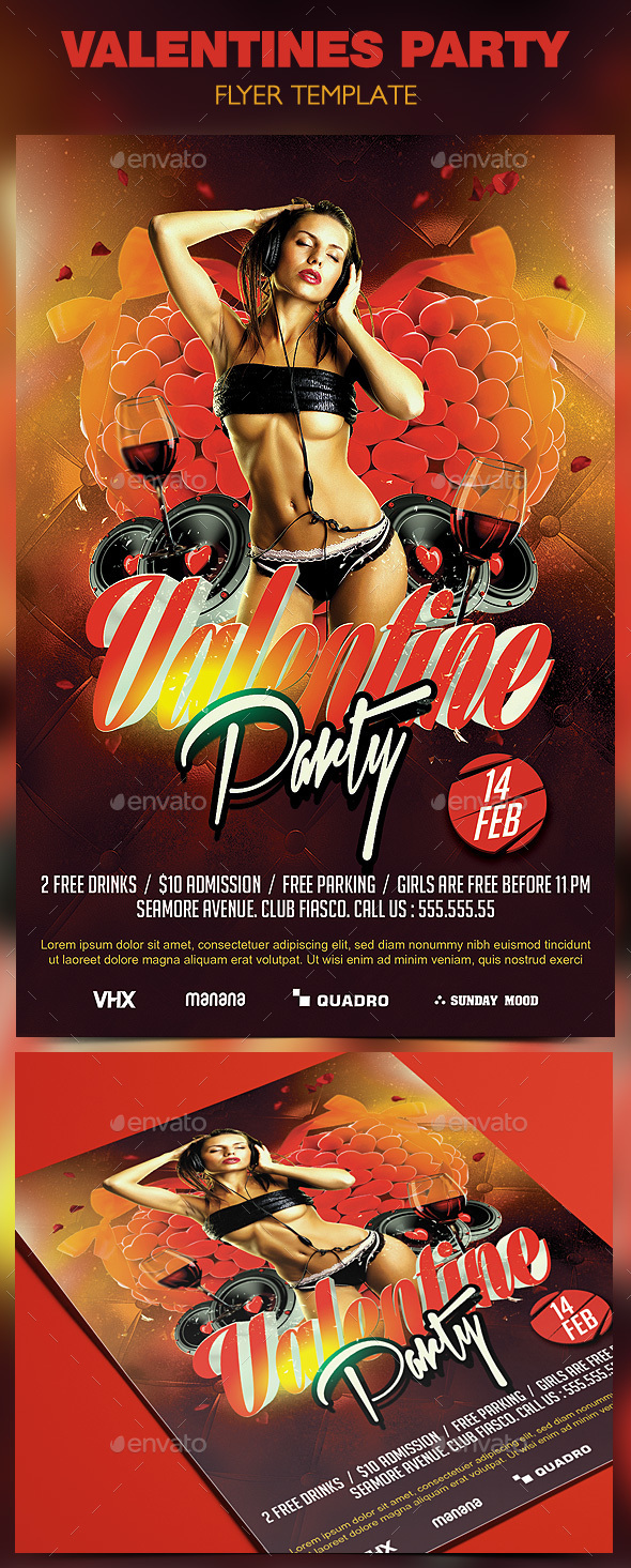 Valentines Party Flyer Template