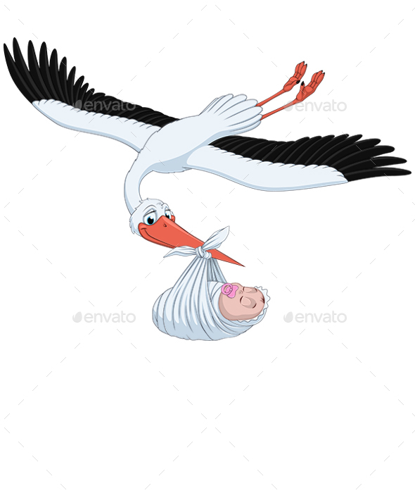 Stork and Baby - Animals Characters