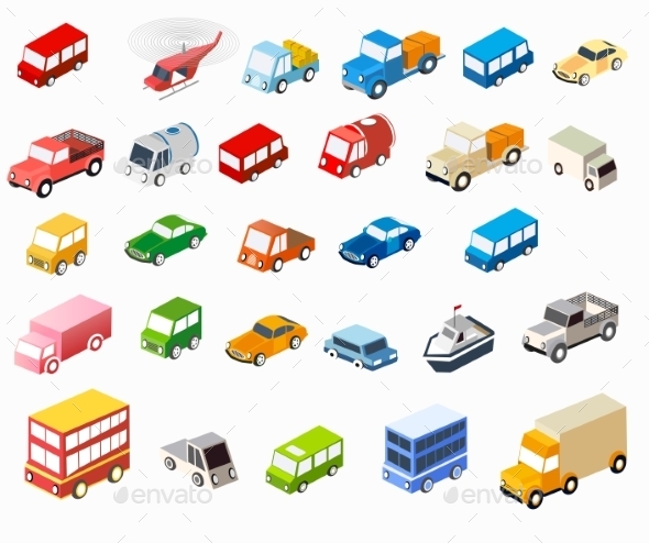 Isometric Flat Cars - Travel Conceptual