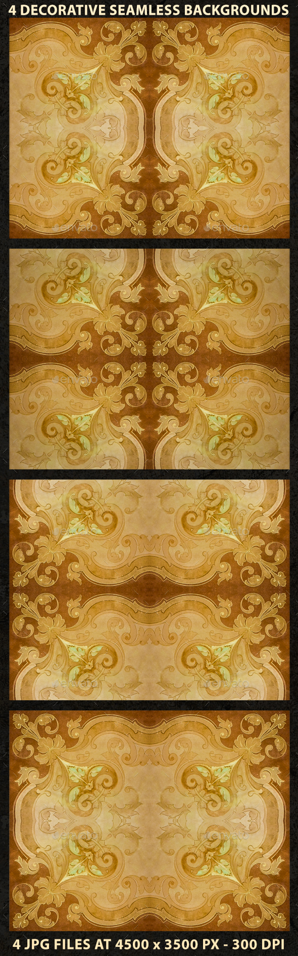 4 Ornate Decorative Seamlesss Backgrounds - Backgrounds Decorative