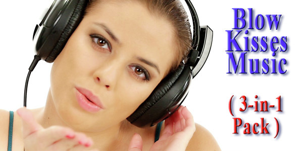Beautiful Woman Listening Music and Making Blow Kisses