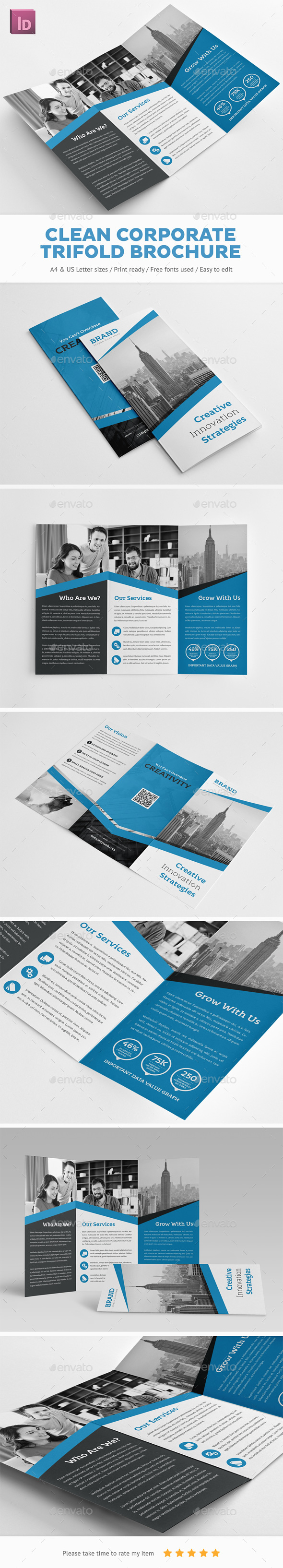 Clean Corporate Trifold Brochure - Corporate Brochures