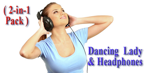 Beautiful Lady in Headphones Dancing  (2-in-1 Pack)