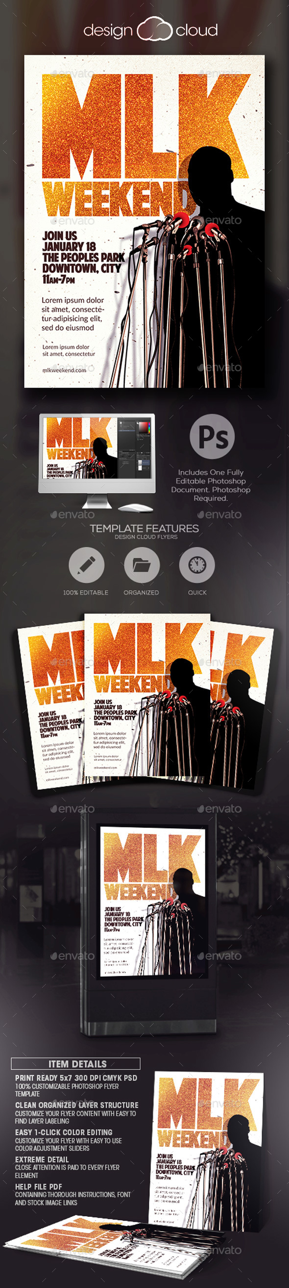 MLK Weekend Flyer Template - Holidays Events