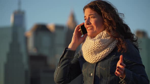 A Beautiful Woman Talks On Phone