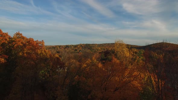 Aerial View Of Rural Connecticut Town In Autumn alt