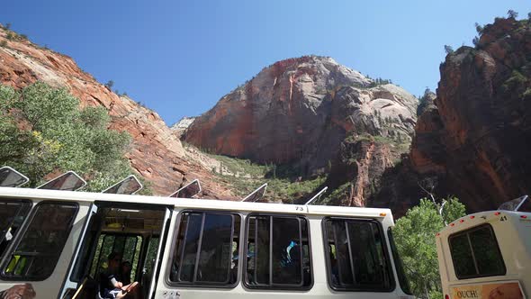 Bus Scene In Zion National Park alt