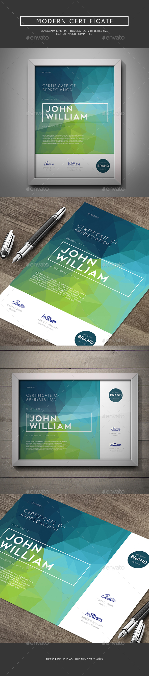 Modern Certificate - Certificates Stationery