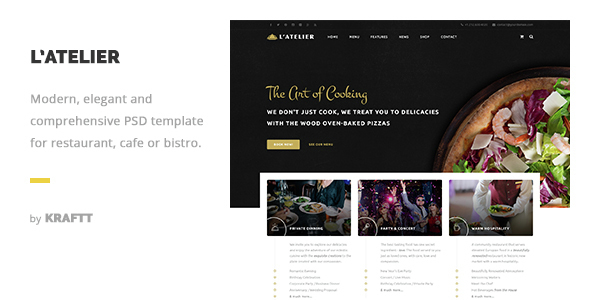 L'Atelier - Elegant Restaurant PSD Template - Food Retail