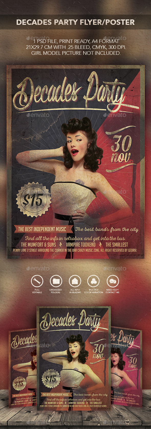 Decades Party Flyer/Poster - Flyers Print Templates