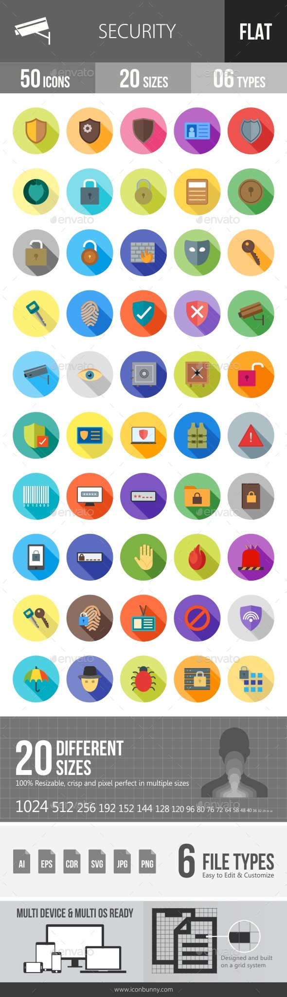 Security Flat Shadowed Icons - Icons
