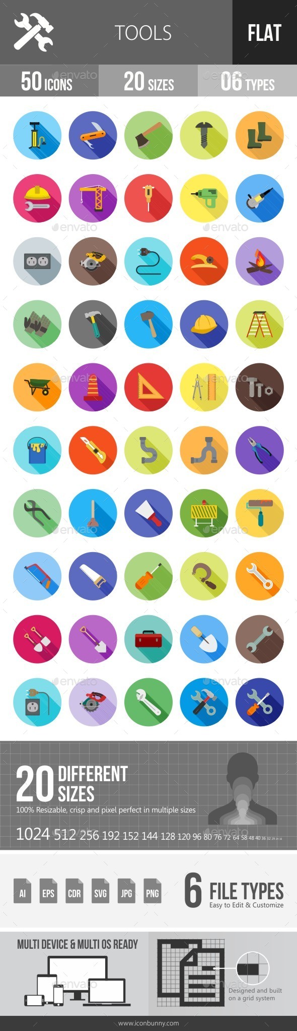 Tools Flat Shadowed Icons - Icons