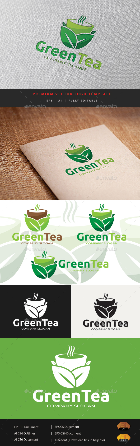 Green Tea - Food Logo Templates