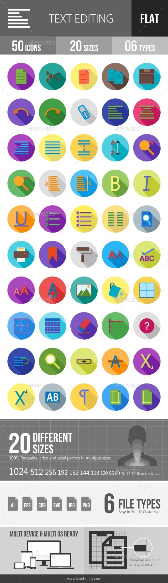 Text Editing Flat Shadowed Icons - Icons