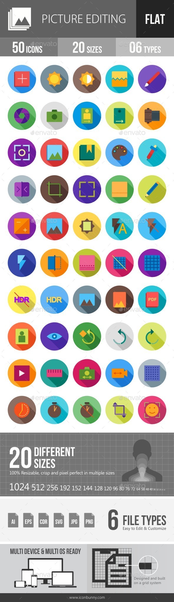 Picture Editing Flat Shadowed Icons - Icons