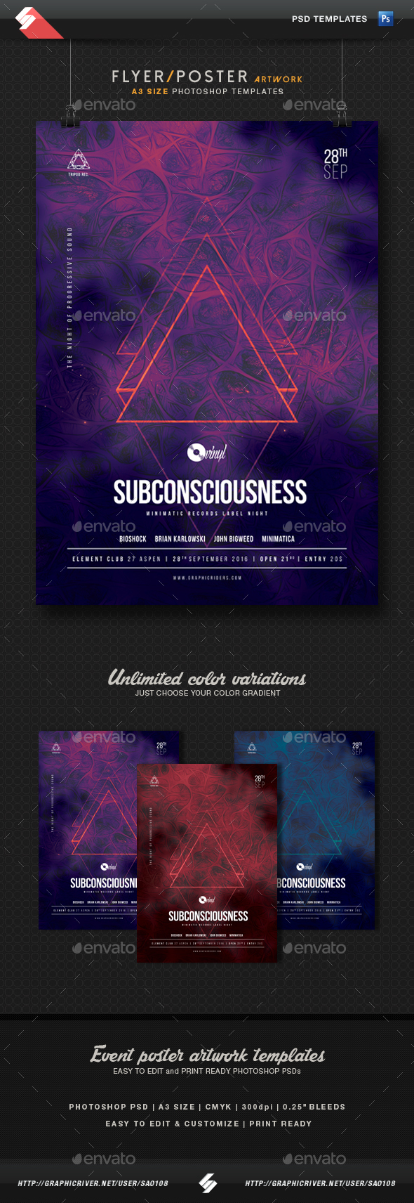 Subconsciousness - Party Flyer Template A3 - Clubs & Parties Events