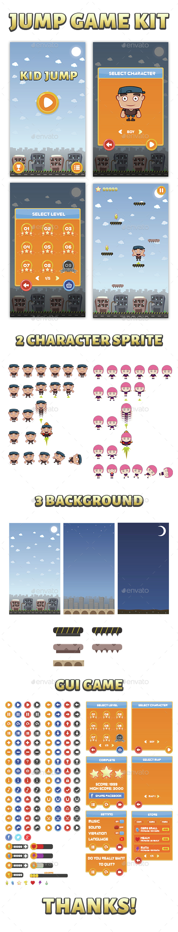 Jump Game KIT - Game Kits Game Assets