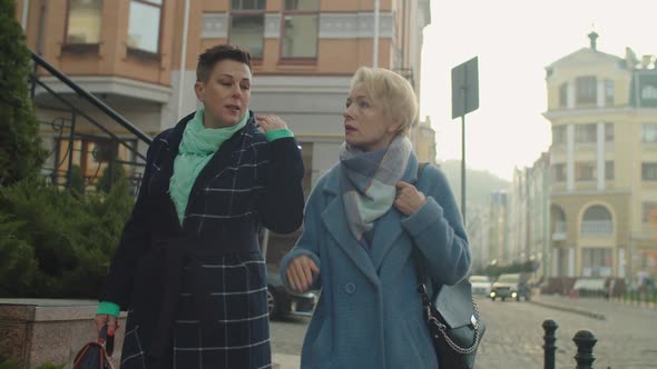Elderly Woman Sighting Storefront Suggesting to Checking Out Shop alt