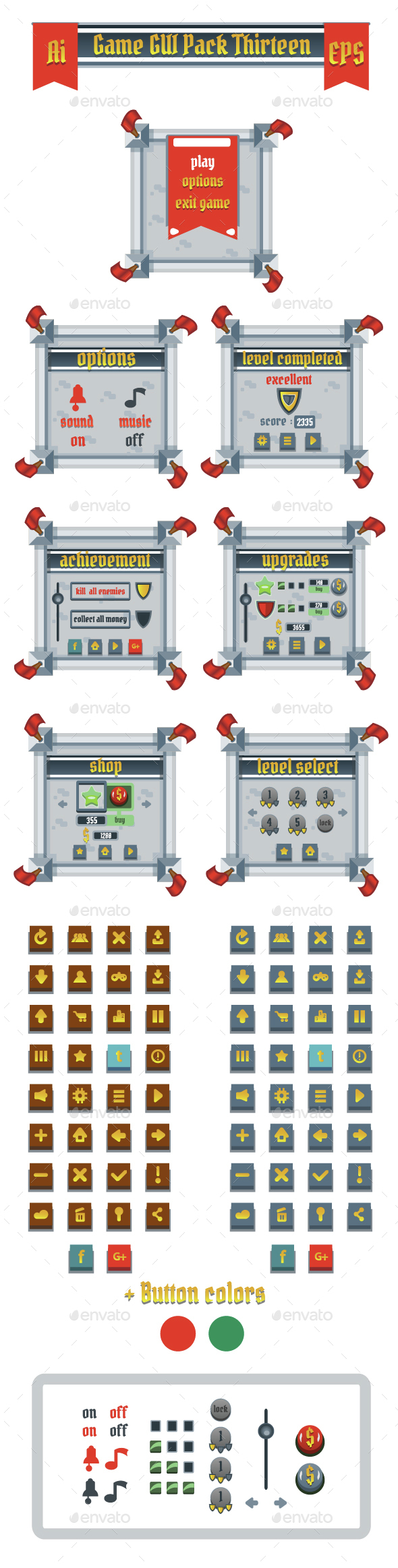 Game GUI Pack Thirteen - User Interfaces Game Assets
