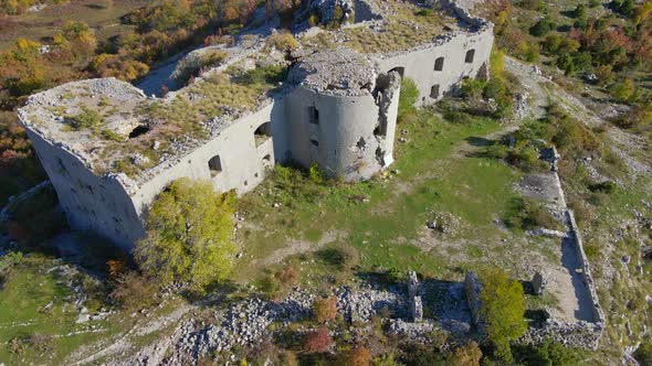 Aerial Shot of the Fortress Kosmach in Montenegro alt