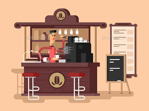 Coffee Shop Interior - People Characters