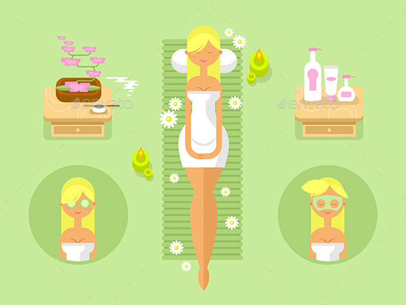 Woman Spa Design Flat - People Characters