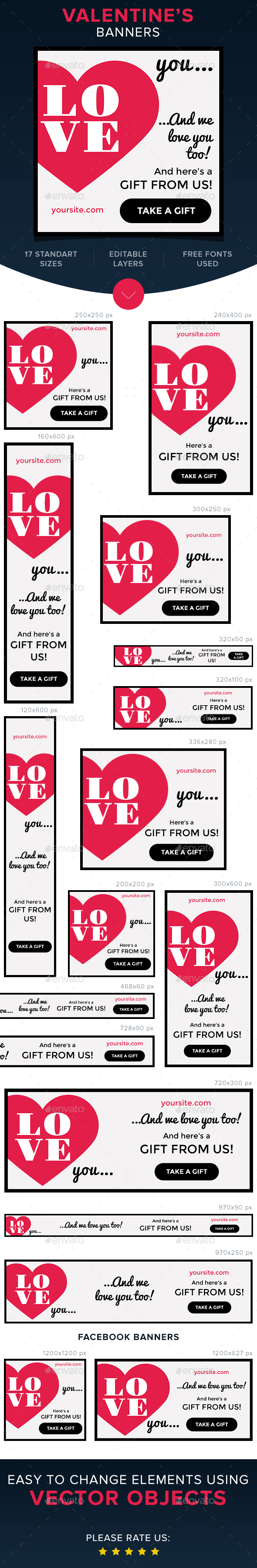Valentine's Banners - Banners & Ads Web Elements