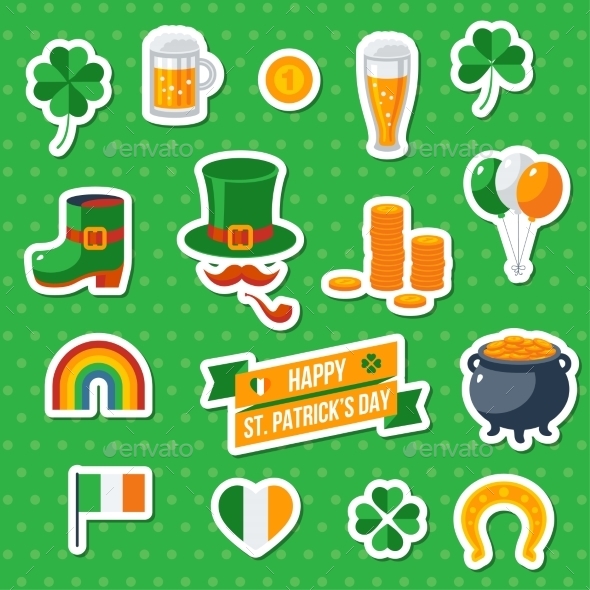 Set of St. Patricks Day Flat Icons - Miscellaneous Seasons/Holidays