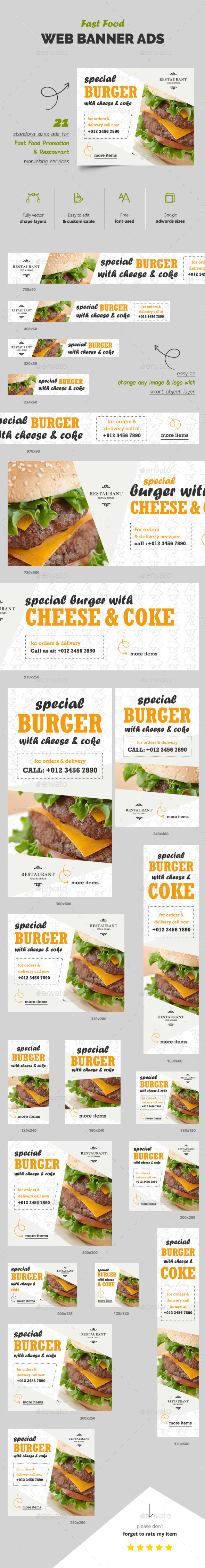 Fast Food Web Banner Ads - Banners & Ads Web Elements