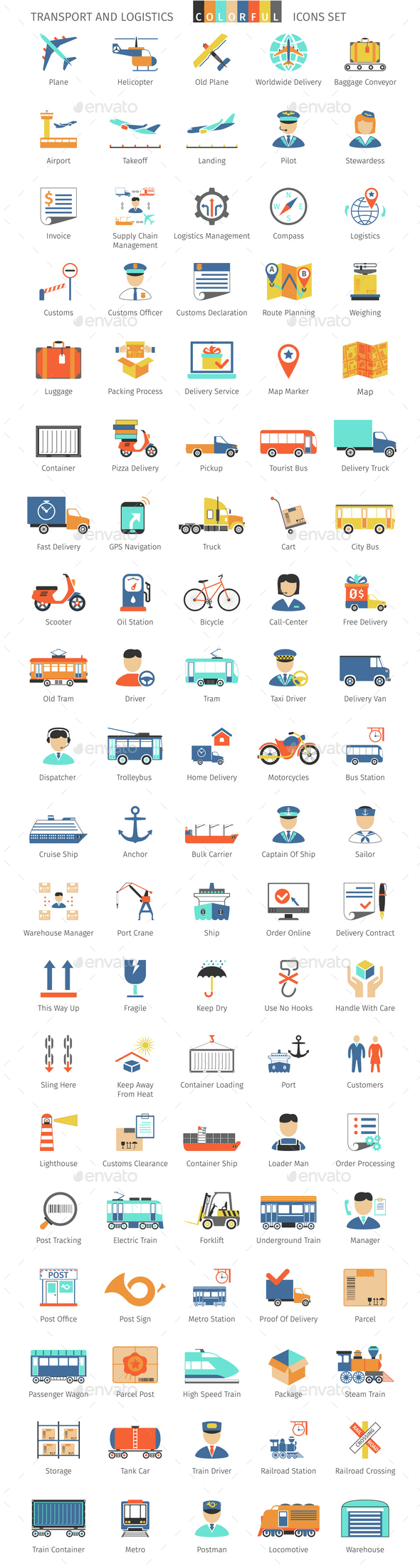 Transport And Logistics Colorful Icons - Business Icons