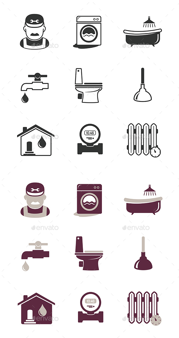 Plumbing And Engineering Icons Set - Industries Business