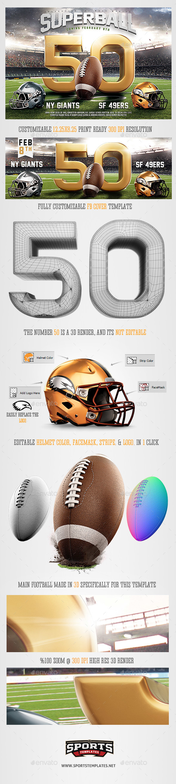 Super Ball American Football Flyer Template - Sports Events