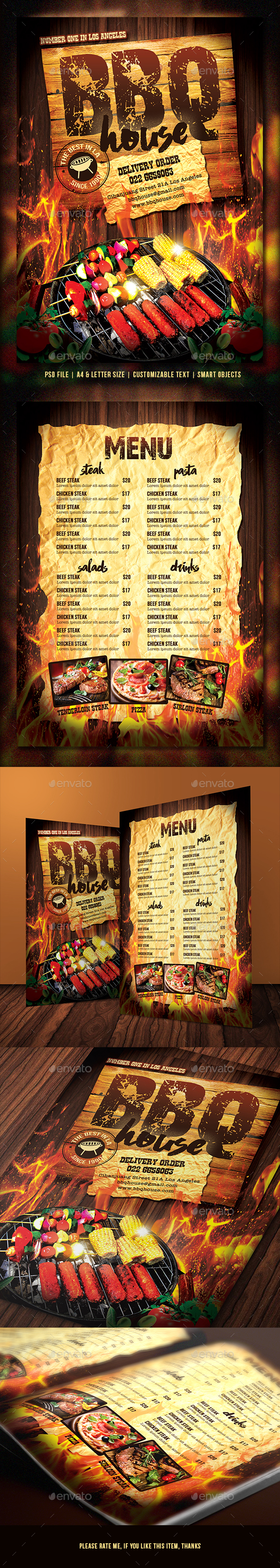 Barbecue / Steak Menu - Food Menus Print Templates