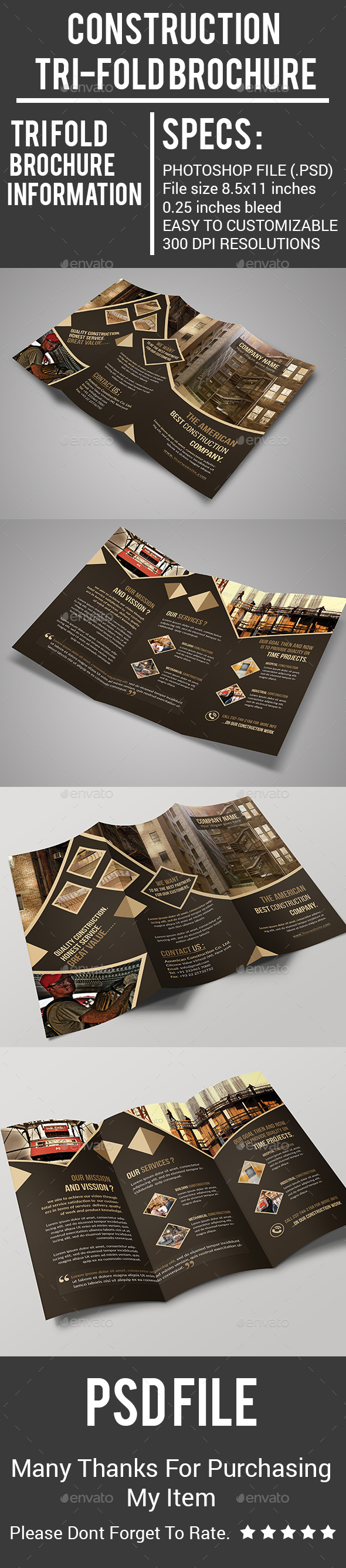 Construction Tri-Fold Brochure - Corporate Brochures