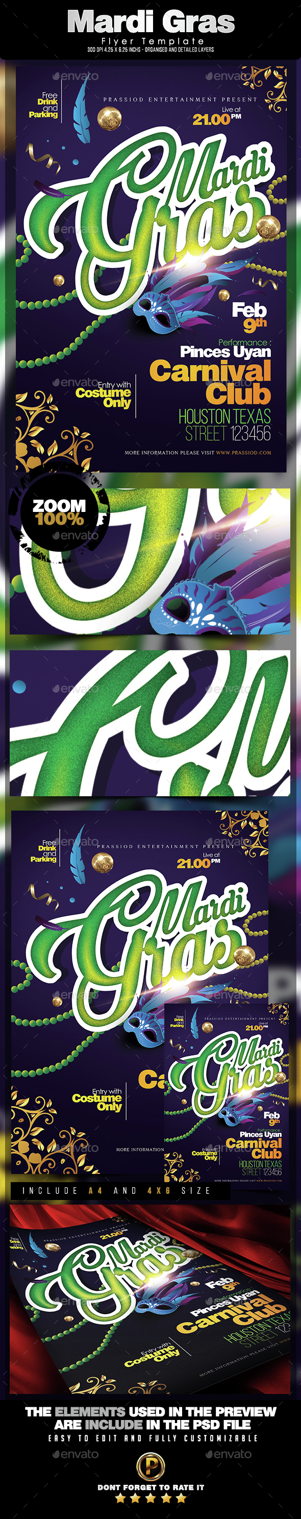Mardi Gras Flyer Template - Events Flyers