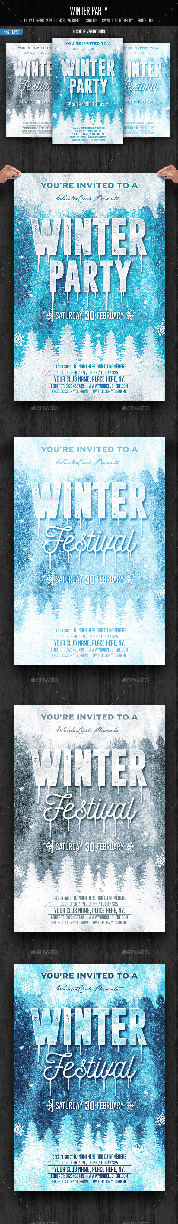 Winter Party Flyer Template - Clubs & Parties Events