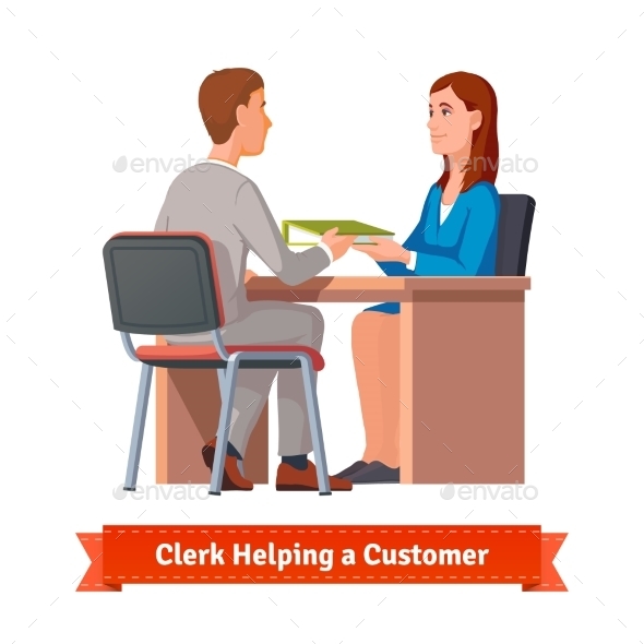 Office Clerk Working With Customer - Concepts Business