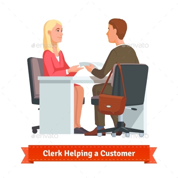 Office Clerk Working With Customer - Concepts Business