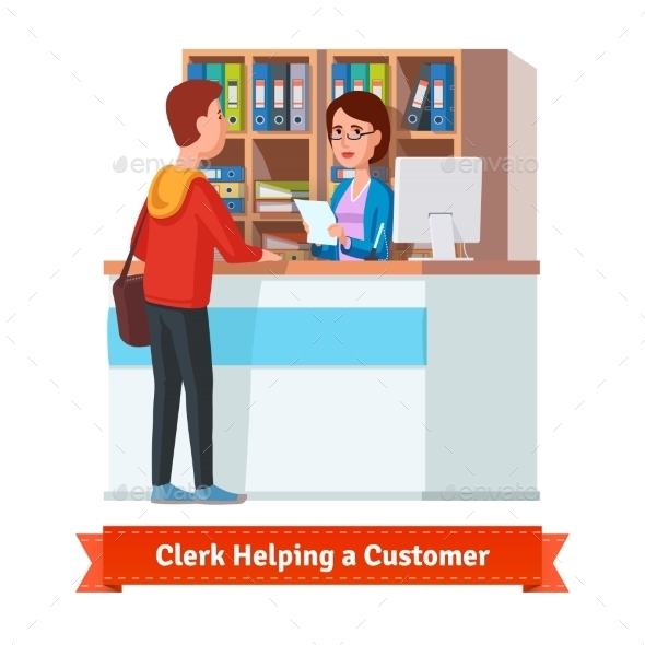 Assistant Clerk Working With Customer - People Characters
