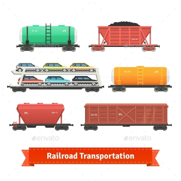 Railroad Transportation Set - Objects Vectors