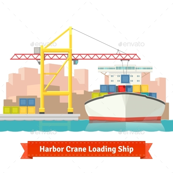 Container Cargo Ship Loaded By Big Harbour Crane - Industries Business