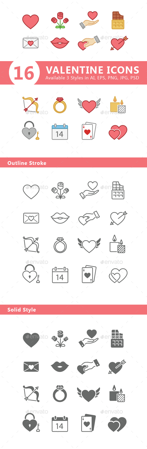 Set of 3 Styles of Valentine Icons - Icons